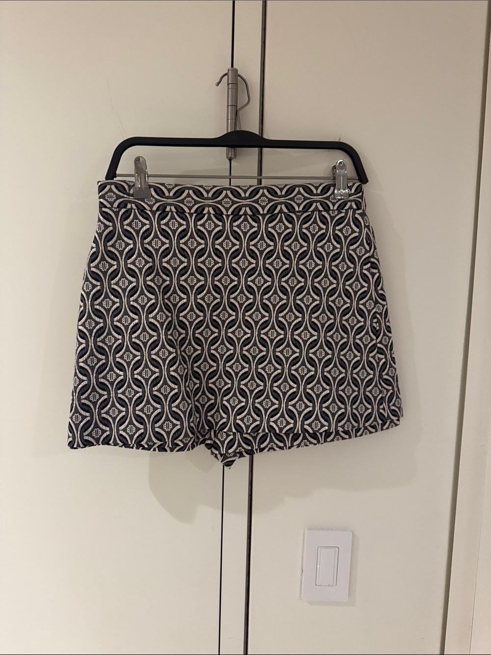 Maje Navy and White Geometric Skort
